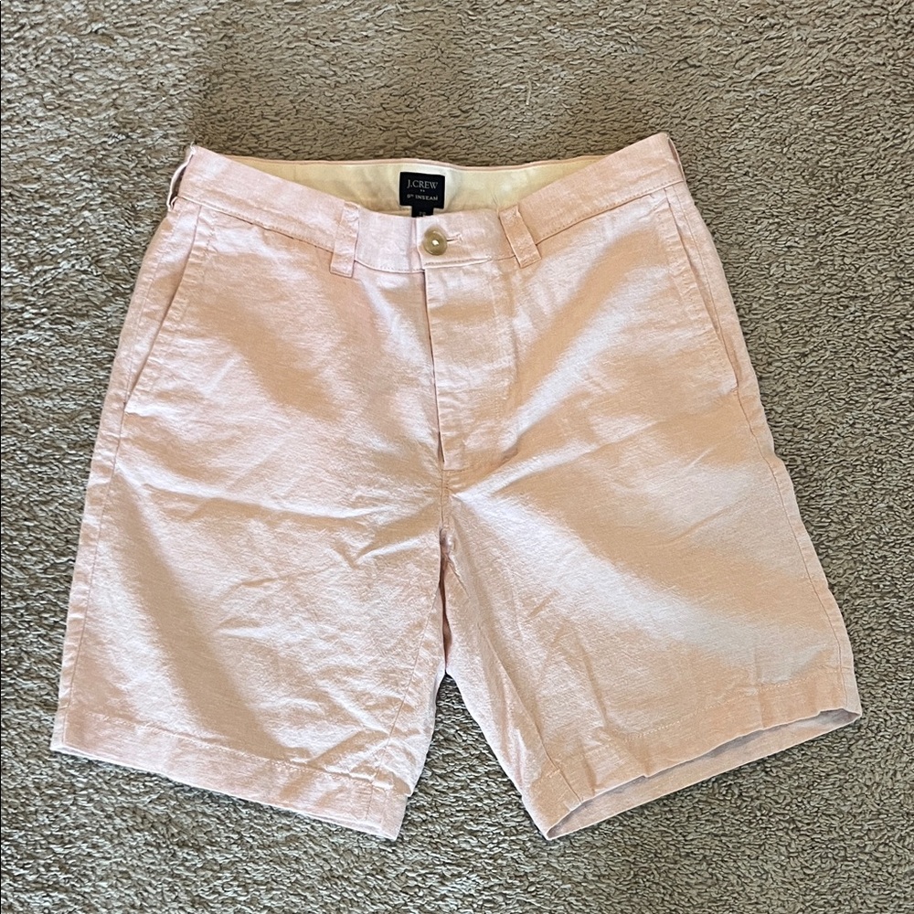 J. Crew Men's Light Pink Flat Front Linen-Blend Shorts